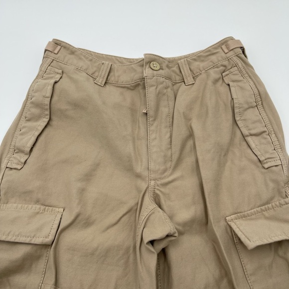 Aritzia TNA Surplus Division Cargo Pants Tan Beige Sz 4 High Rise Tie Ankle - Picture 5 of 15